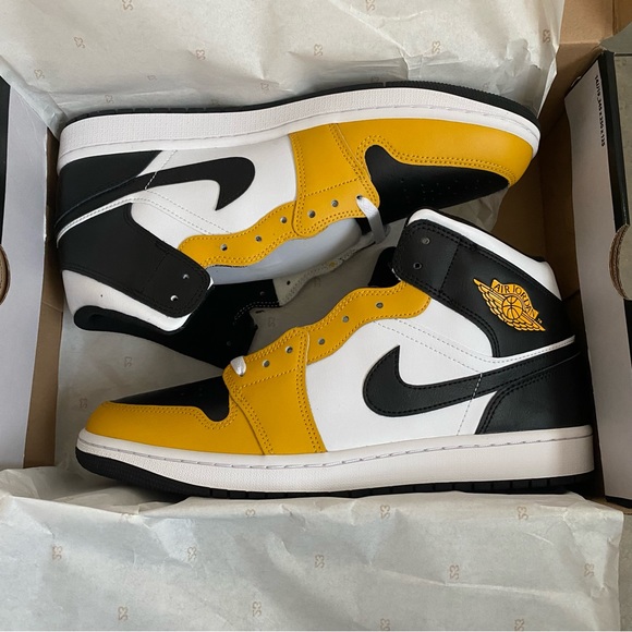 Nike Other - NEW nike air jordan 1 mid yellow ochre sneakers black yellow 12